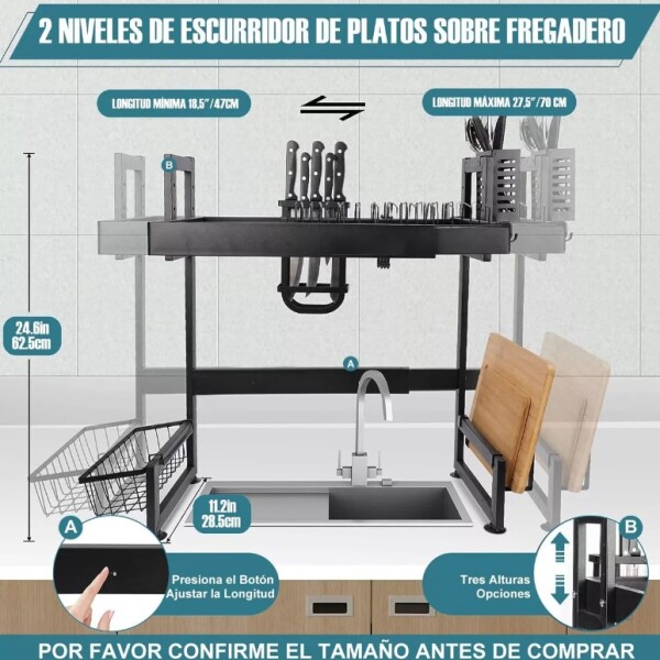Escurridor Seca Platos Ajustable Regulable 65 a 95 cm Rack Acero Vajilla Ancho IMBACK Color Negro SPL015 Escurridor Seca Platos Ajustable Regulable 65 a 95 cm Rack Acero Vajilla Ancho IMBACK Color Negro SPL015