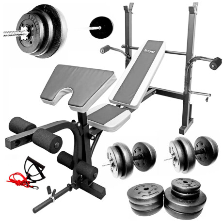 Banco Pecho + Scott + Barra 150 +2 Mancuernas +40kg 8 Discos 5kg