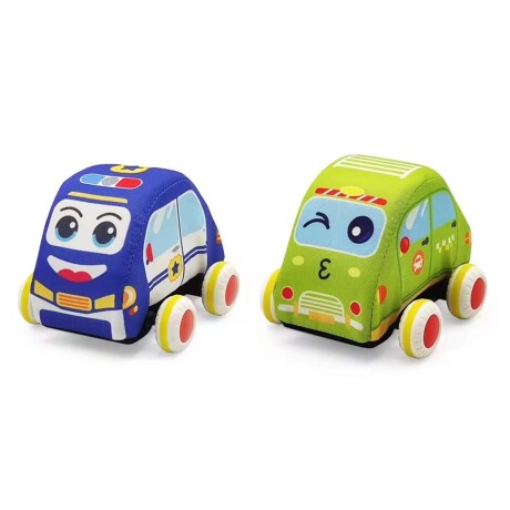 Set 4 Autitos de Peluche Autos en Tela Blandos Bebé Huanger Multicolor