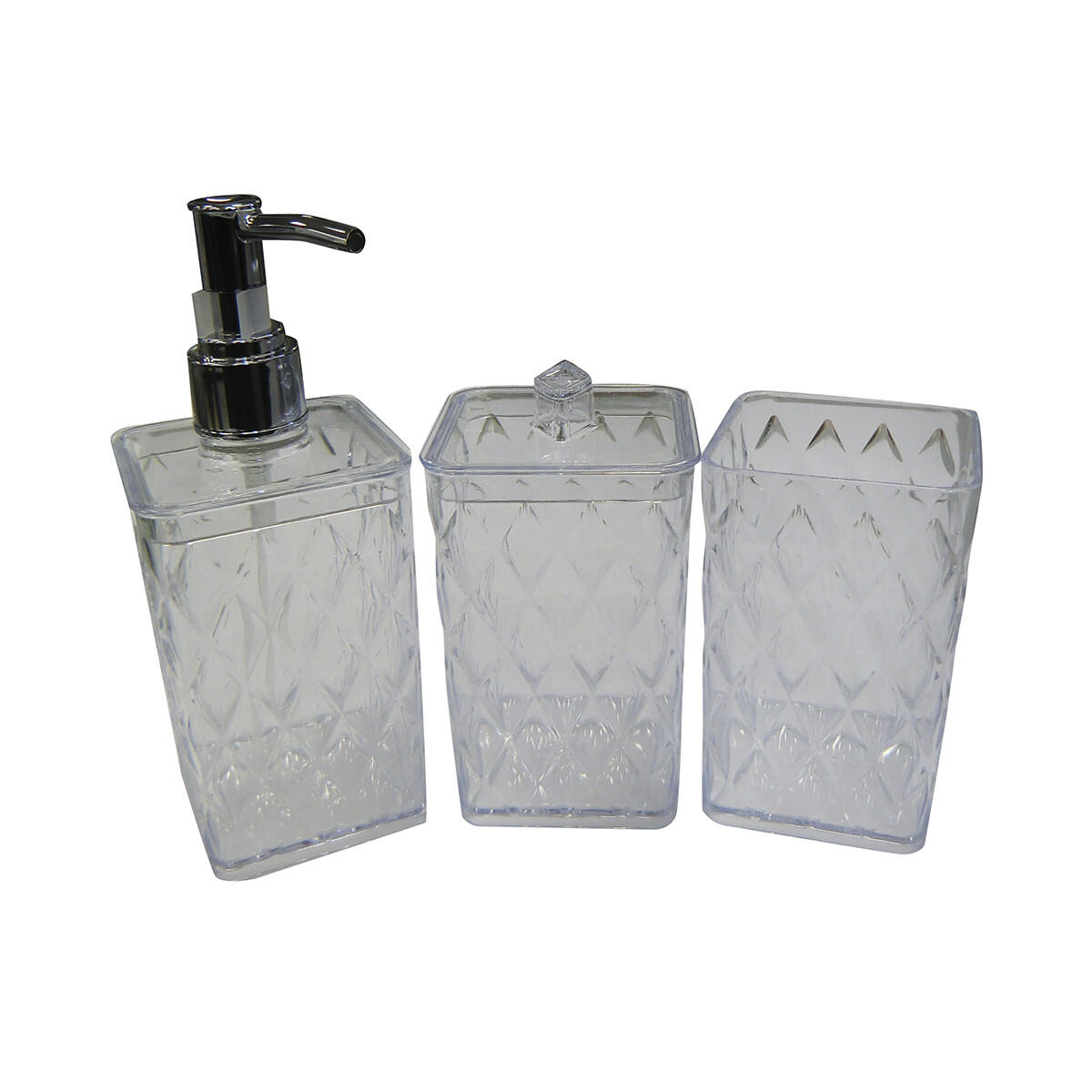 Pack x3 de Accesorios para Baño: Jabonera, Portacepillo y Organizador - TRANSPARENTE 