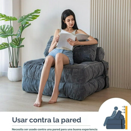 Sofá Sillón Cama Plegable Cloudnest + Almohada Living Gris