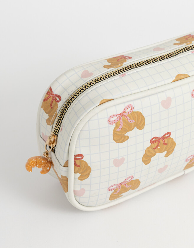 Cartucheras Foodie Cartuchera Estampada Croissant - Rosa Claro