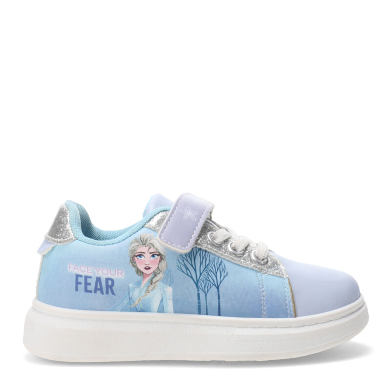 Championes de Niños Disney Frozen Plataforma Velcro Lila - Celeste - Plateado