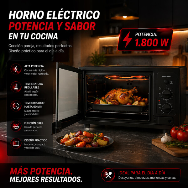 Horno Electrico Henx2744ng Enxuta 1800w 44lts HORNO ELECTRICO ENXUTA 44LTS HENX2744NG
