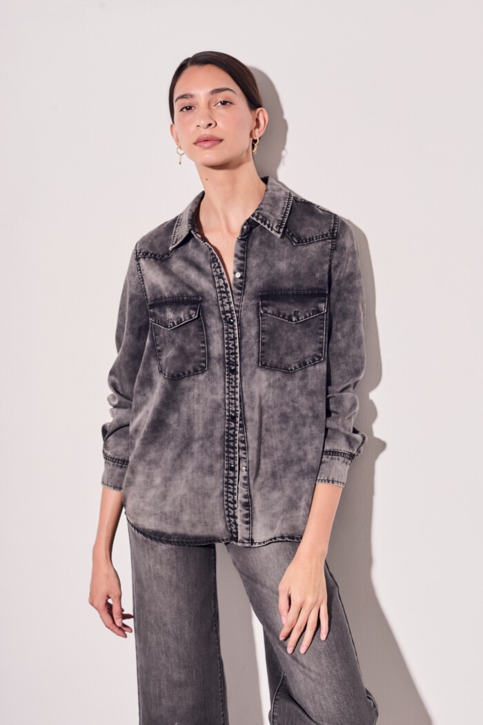 Camisa Denim Gris