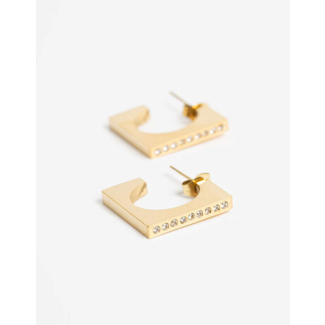 Argollas Acero Con Cubic Dorado