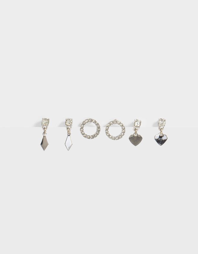 Aros Sets Con strass Set De Aros Con Strass - Plateado