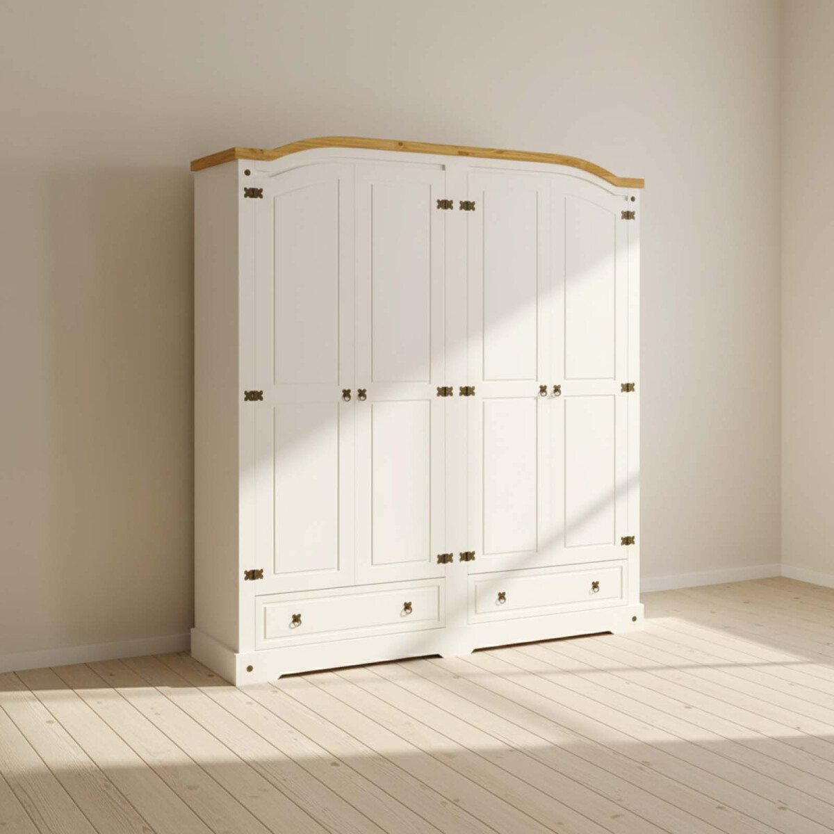 PLACARD ROPERO - 4 PUERTAS MDF-Y-MADERA NATURAL-BEIGE SMILE 