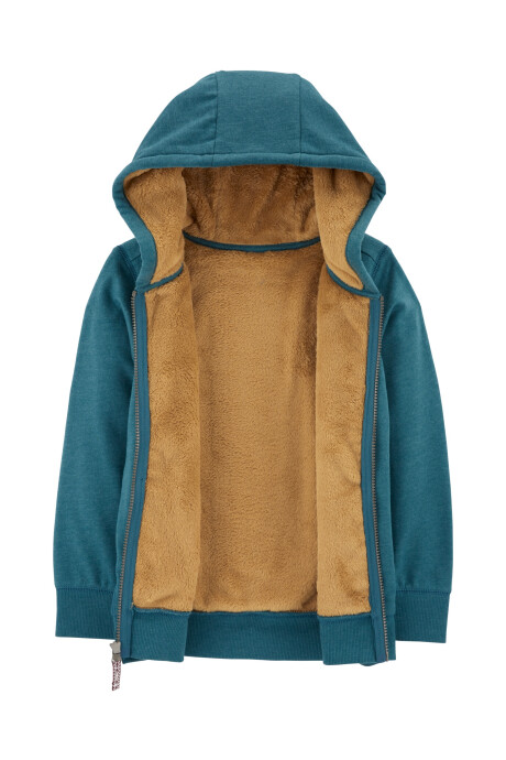 Campera de algodón, con forro de sherpa, verde Sin color