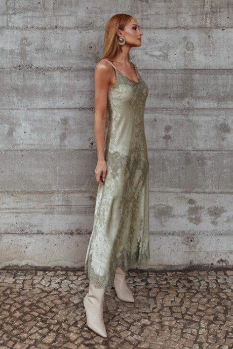 Vestido Lencero Jacinta Verde Oliva