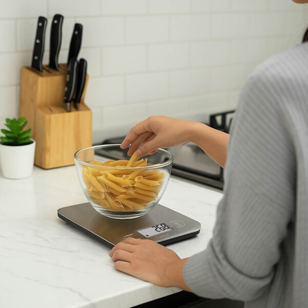 Balanza Digital de Cocina IMBACK con Precisión 1g a 5kg, Acero Inoxidable Color Plateado Balanza Digital de Cocina IMBACK con Precisión 1g a 5kg, Acero Inoxidable Color Plateado