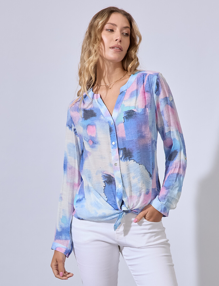 Blusa Gasa Shibori - Azul/multi 