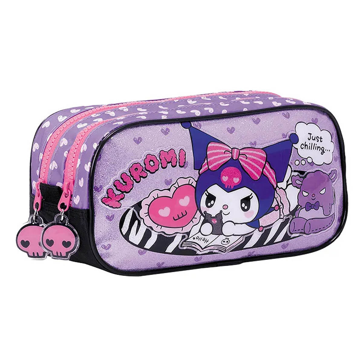 Cartuchera Kuromi Doble Cierre Gran Capacidad - Violeta 