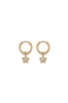 Aros acero estrella strass dorado