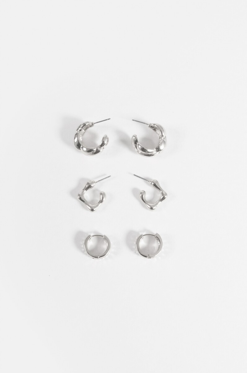 Set de 3 aros texture - plateado 