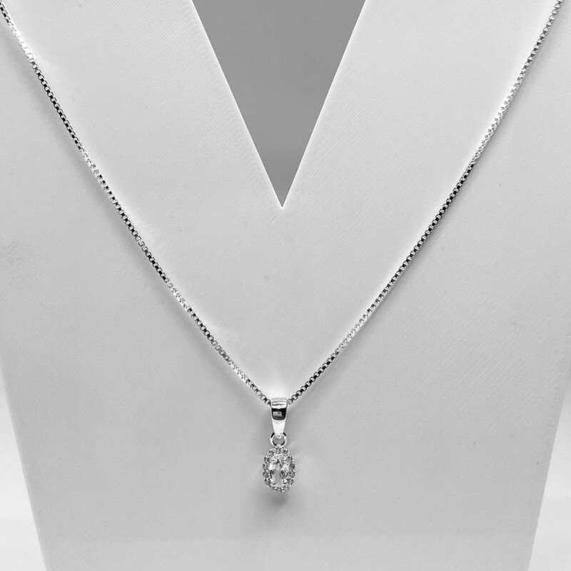 CONJUNTO CADENA TIPO VENECIANA C/DIJE OVAL CON CIRCONIA L9m111071