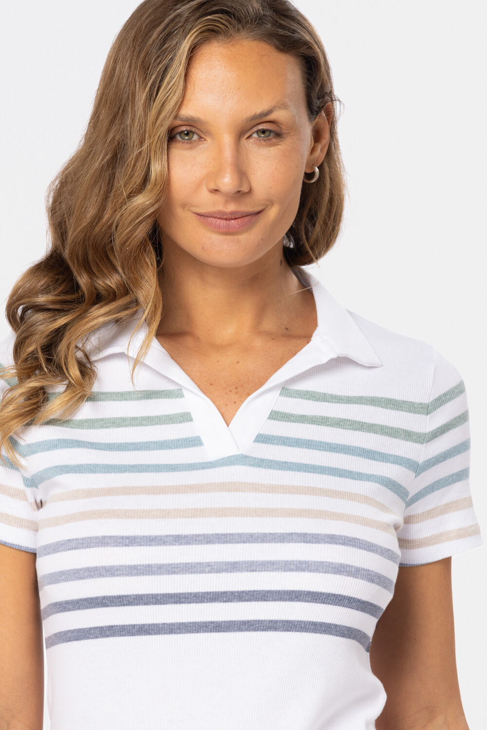 REMERA POLO RAYADA Blanco