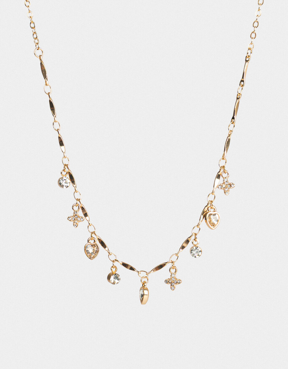 Collar Corto Metal Multicharm Dorado 