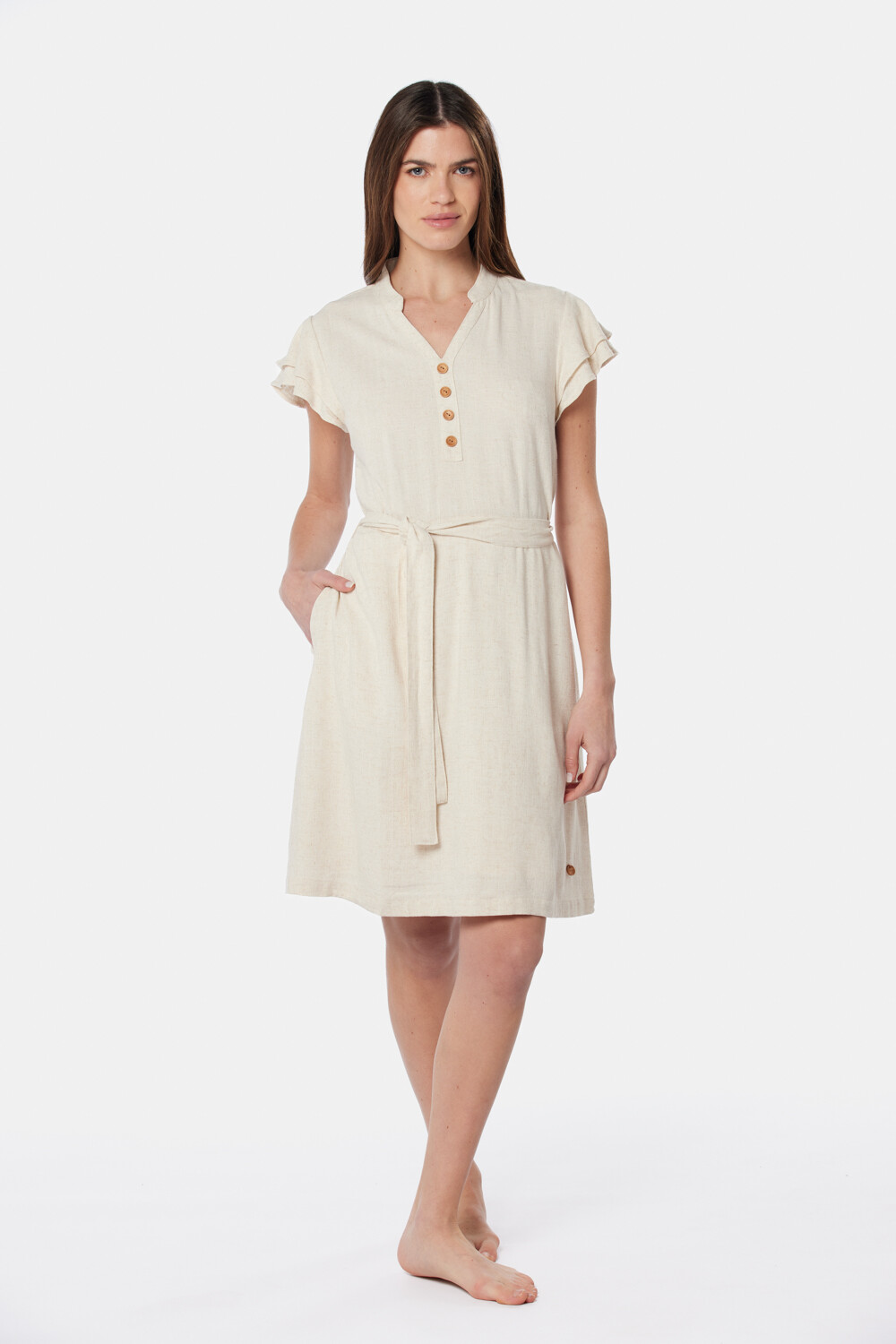 VESTIDO DE LINO Beige