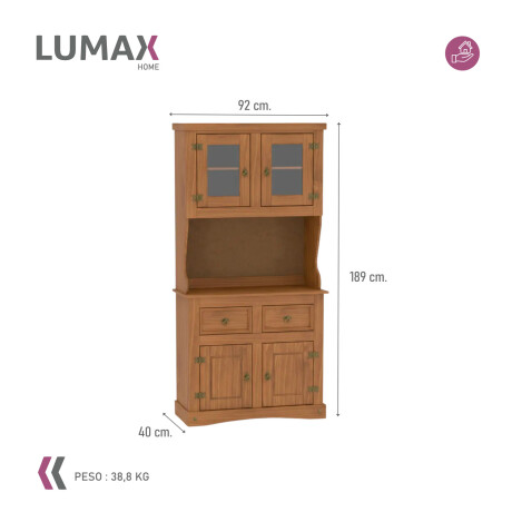 Cristalero Armario Lumax Aparador 4 puertas 2 cajones madera maciza Cristalero Armario Lumax Aparador 4 puertas 2 cajones madera maciza