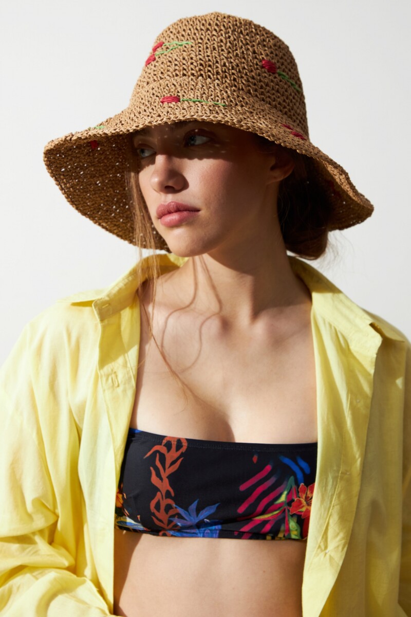 Sombrero papiro cherry - beige 