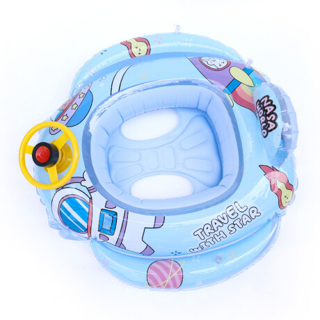 Flotador Infantil Piscina Asiento Inflable Nave con Volante Celeste