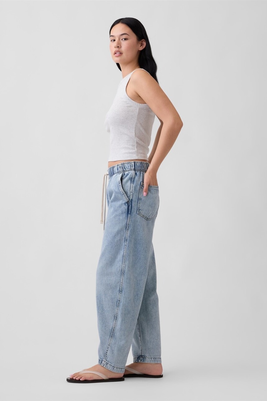 Jean Pull On Barrel Mujer Light Wash