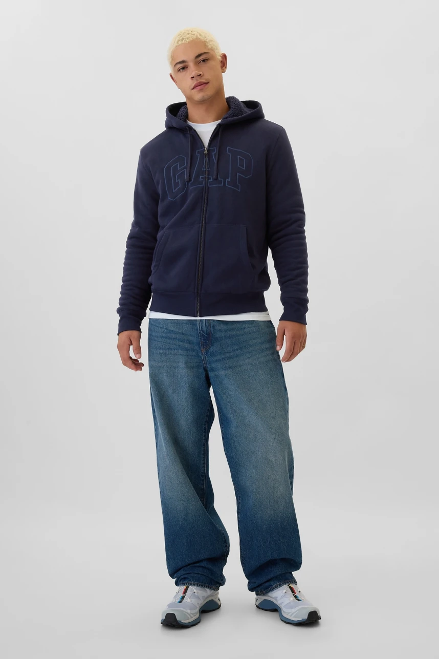 Canguro Con Corderito Logo Gap Hombre Navy Uniform