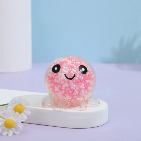 Squishy Pulpito Relleno Con Pelotitas Rosado