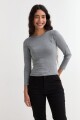 Remera m/l cuello a la base GRIS MELANGE