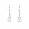 Caravanas aros Lagrima-Plata rodinada -Piedra Luna-CA8495 conpiedra