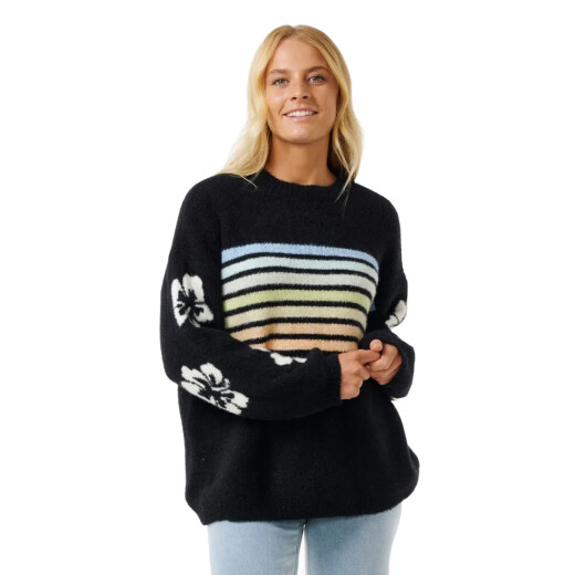 Buzo Rip Curl High Tide Hibiscus Stripe Crew - Negro Buzo Rip Curl High Tide Hibiscus Stripe Crew - Negro