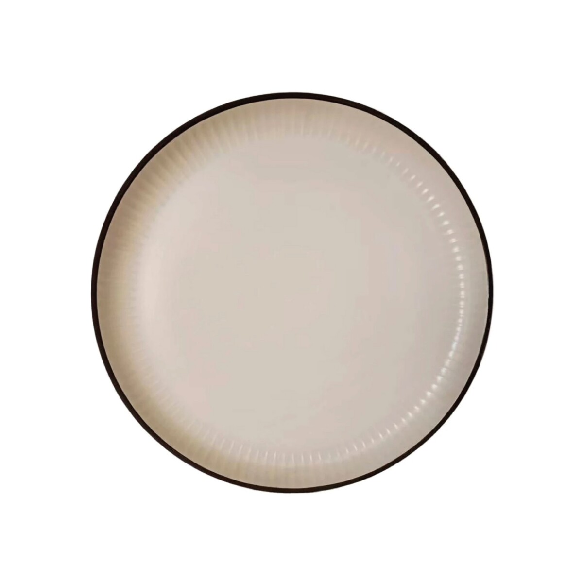 PLATO DE MESA D27CM LINEAS CREMA BORDE NEGRO 
