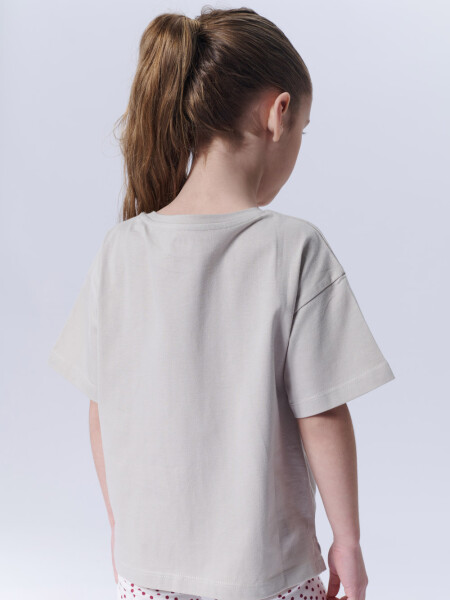 Remera manga corta estampa Lucky Beige Melange