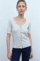 Remera canale escote en V beige melange