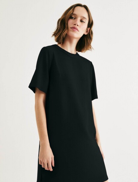 VESTIDO CORTO DE CREPÉ DE VISCOSA NEGRO