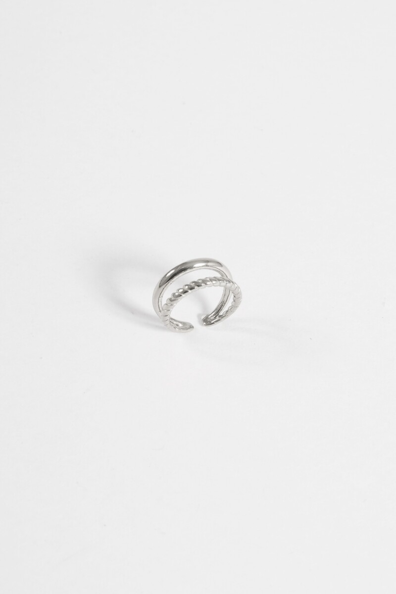 Anillo acero doble plateado