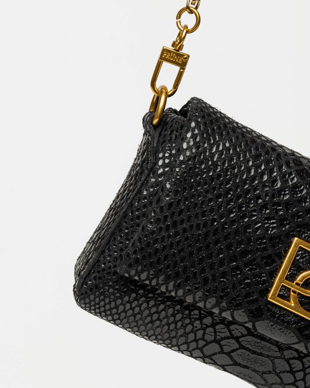 Mini Bag Bloom En Cuero Gamuza Metalizada Gamuza Anaconda Negro