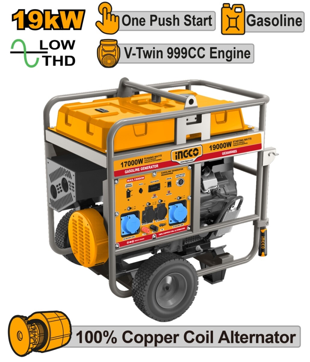 GENERADOR 19KW BAJO THD 220/240V ARRANQUE ELECTRICO INGCO - AMARILLO-NEGRO 