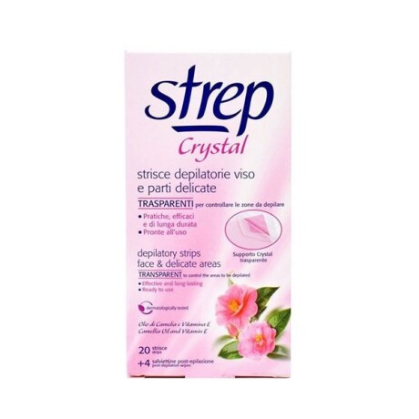 STREP CRYSTAL BANDAS DEPILATORIAS CORPORAL 20 UNIDADES + 4 TOALLITAS POST DEPILACION STREP CRYSTAL BANDAS DEPILATORIAS CORPORAL 20 UNIDADES + 4 TOALLITAS POST DEPILACION