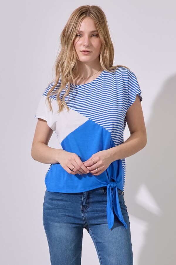 Remera Lineas AZUL/BLANCO