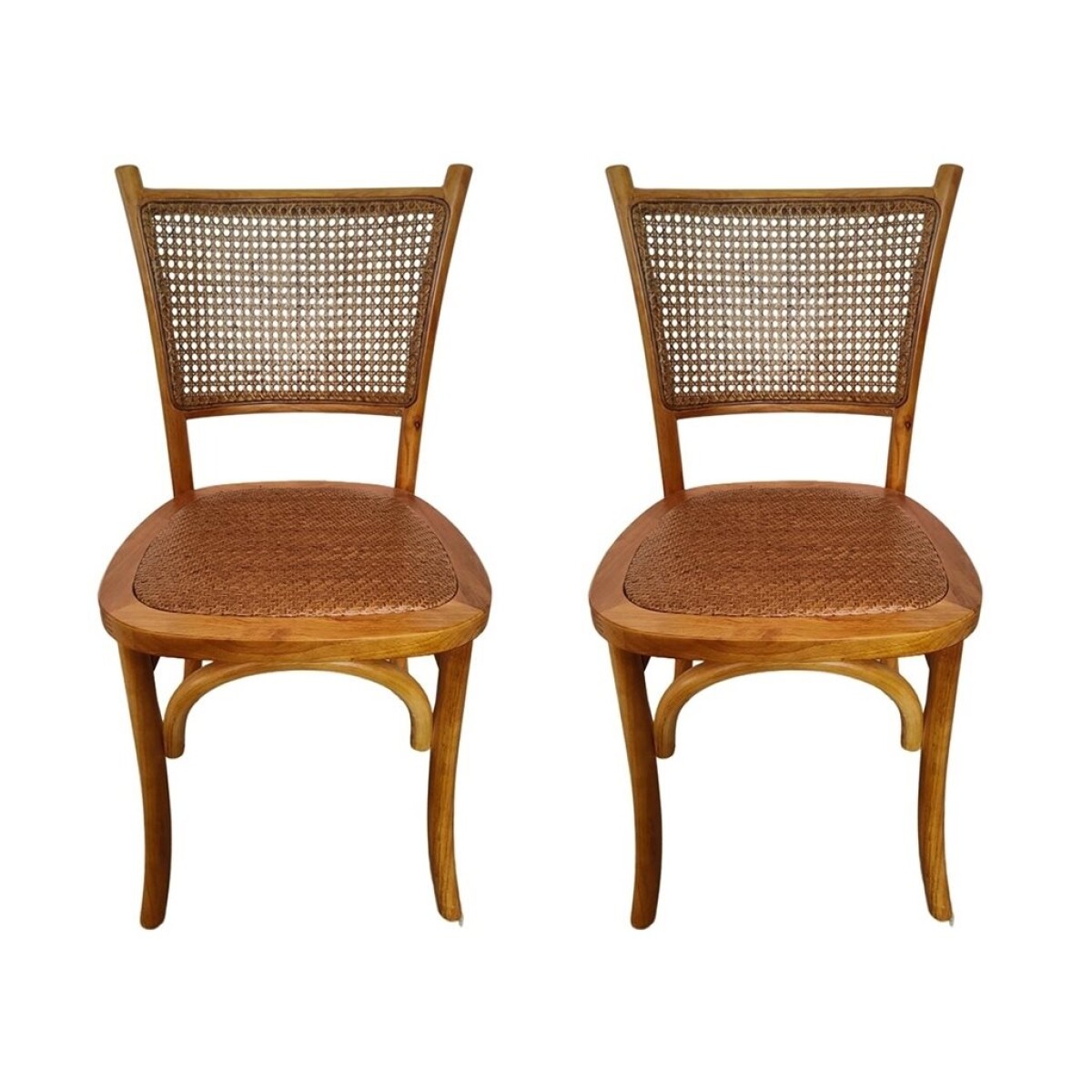 Kit x2 Silla Clásica Madera/Rattan 