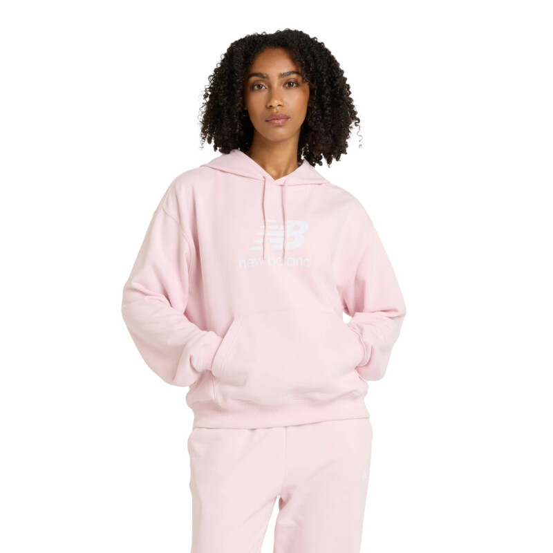 Canguro New Balance Sport Essentials French Terry Logo Hoodie de Mujer - WT41504RSG Rosado
