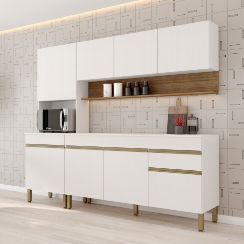 JUEGO DE COCINA MODULAR MOBILIARIO MDP LINE BLANCO