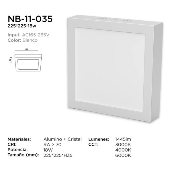 Set x4 Plafon Led 18w Panel Cuadrado 21x21 Spot Luz Calidad Set x4 Plafon Led 18w Panel Cuadrado 21x21 Spot Luz Calidad