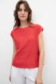 Remera frente broderie rojo