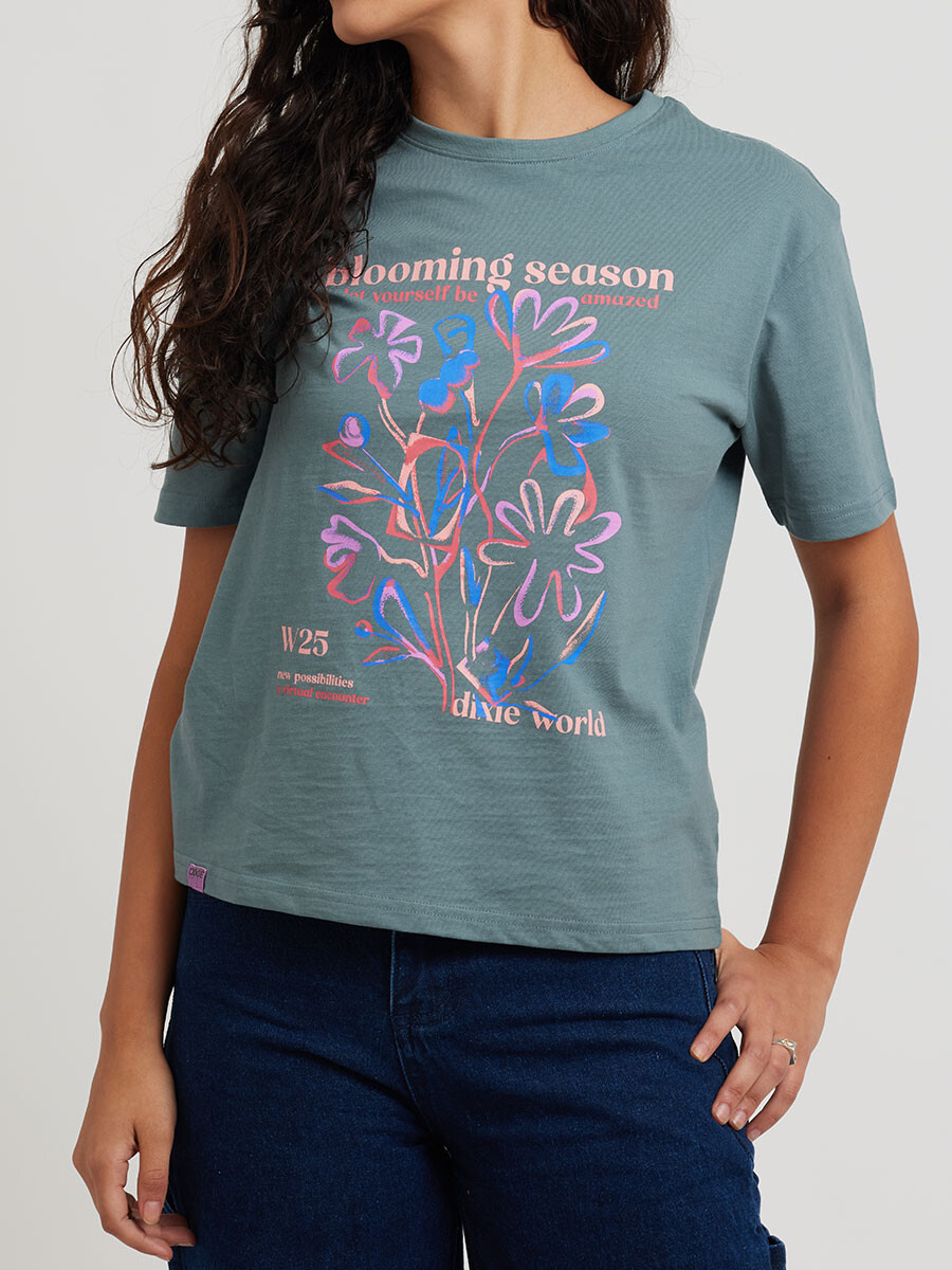 T-SHIRT ASHLIL DIXIE - Azul Piedra 