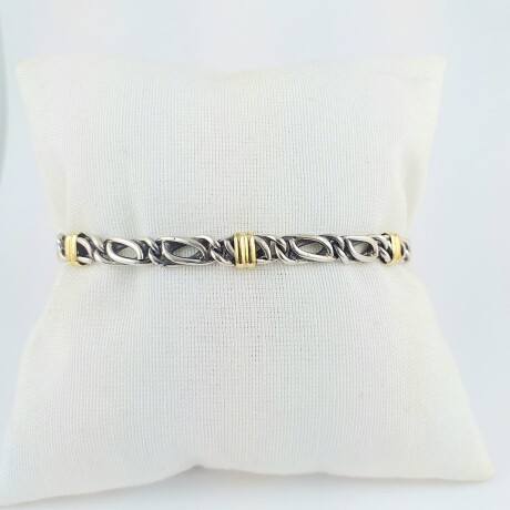 Pulsera de plata 925 con detalles de double en oro 18Ktes, Grumete doble, ancho 5mm, largo total 19cm. Pulsera de plata 925 con detalles de double en oro 18Ktes, Grumete doble, ancho 5mm, largo total 19cm.
