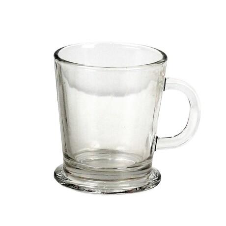 Taza de vidrio baja con asa TRANSPARENTE