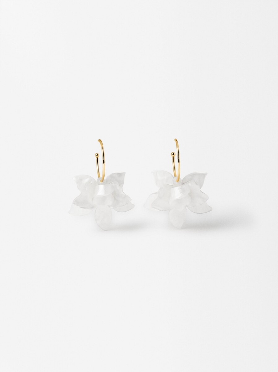 Aros Abiertos Con Maxi Flor - blanco 
